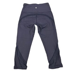 Lululemon Athletica High Rise Mesh Panel Crop Leggings Navy Blue Yoga Pants
